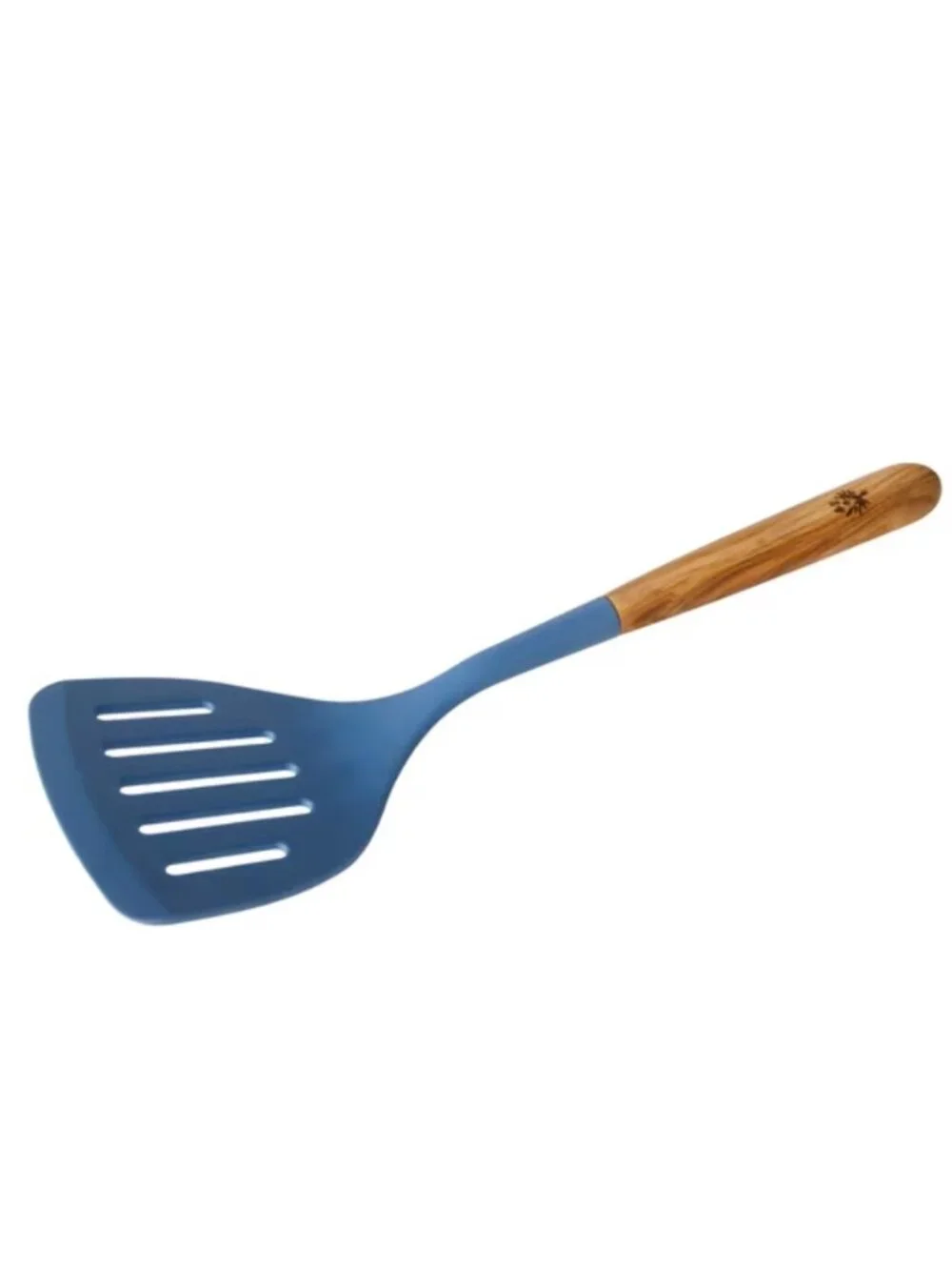 The Pioneer Woman Blue Silicone Slotted Non-Stick Turner with Olivewood Handle